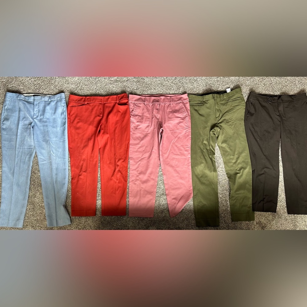 5 pair of women's dress pants. Banana Republic, LOFT, 7th Avenue